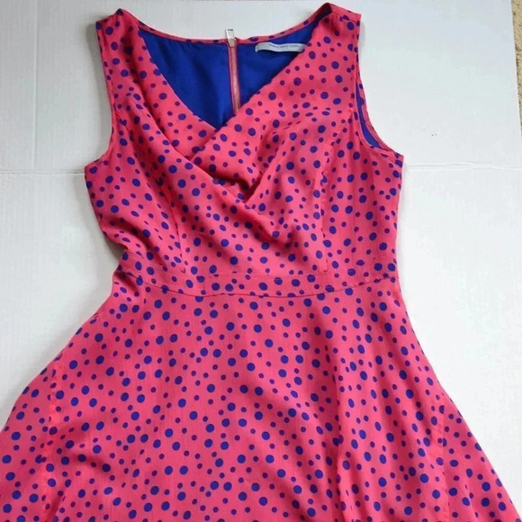 Pink Polka  Dot Lined Dress - Picture 3 of 10